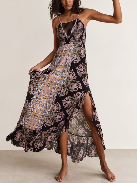 Free People Dresses & Skirts - Free People Intimately That Moment Boho Vintage Inspired Black Floral Maxi Dress